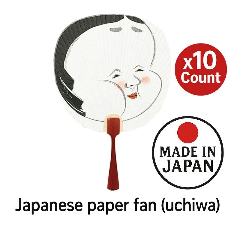 Japanese Paper Fan Okame 10 Count