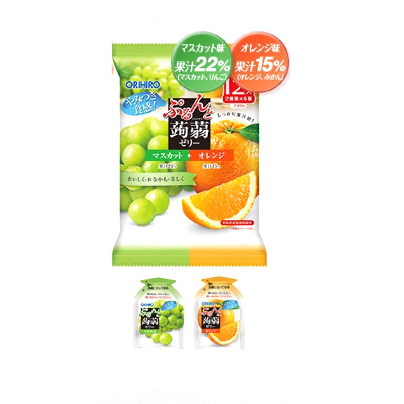 ORIHIRO Purunto Konnyaku Jelly Pouch Muscat + Orange 240g (20g x 12 pieces)