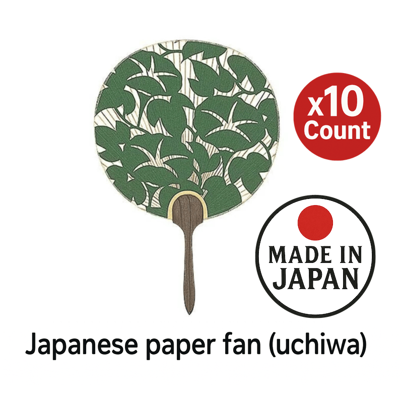 Japanese Paper Fan Chiyojo Green 10 Count