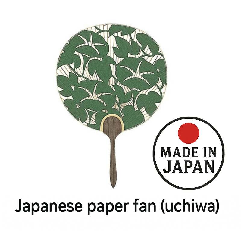 Japanese Paper Fan Chiyojo Green 1 Count