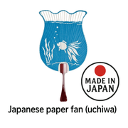Japanese Paper Fan Suibae Goldfish Blue 1 Count