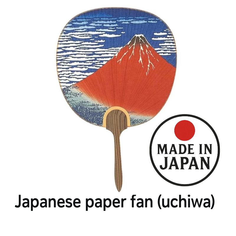 Japanese Paper Fan Hokusai Red Fuji 1 Count