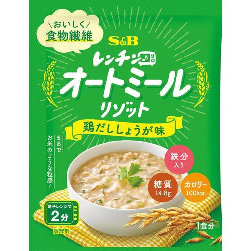 S&B Foods Microwave Oatmeal Risotto, Chicken Stock and Ginger Flavor, 26.9g