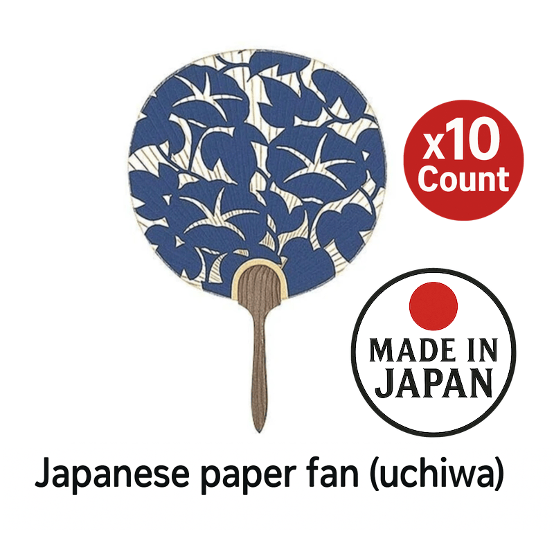 Japanese Paper Fan Chiyojo Blue 10 Count