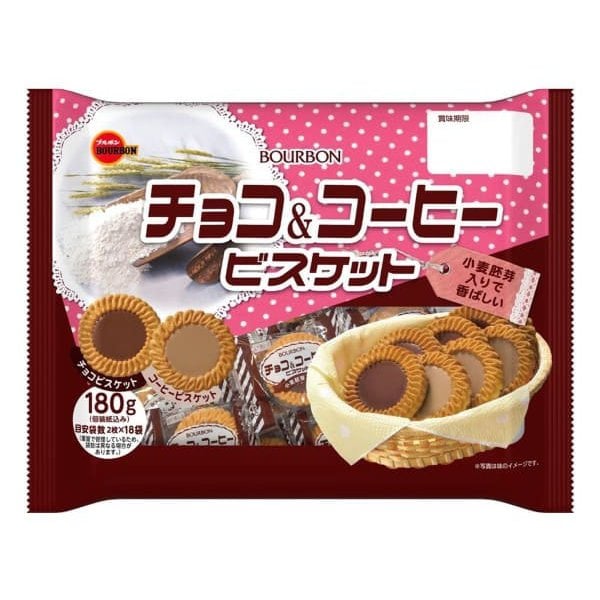 Bourbon Chocolate & Coffee Cream Biscuits 180g