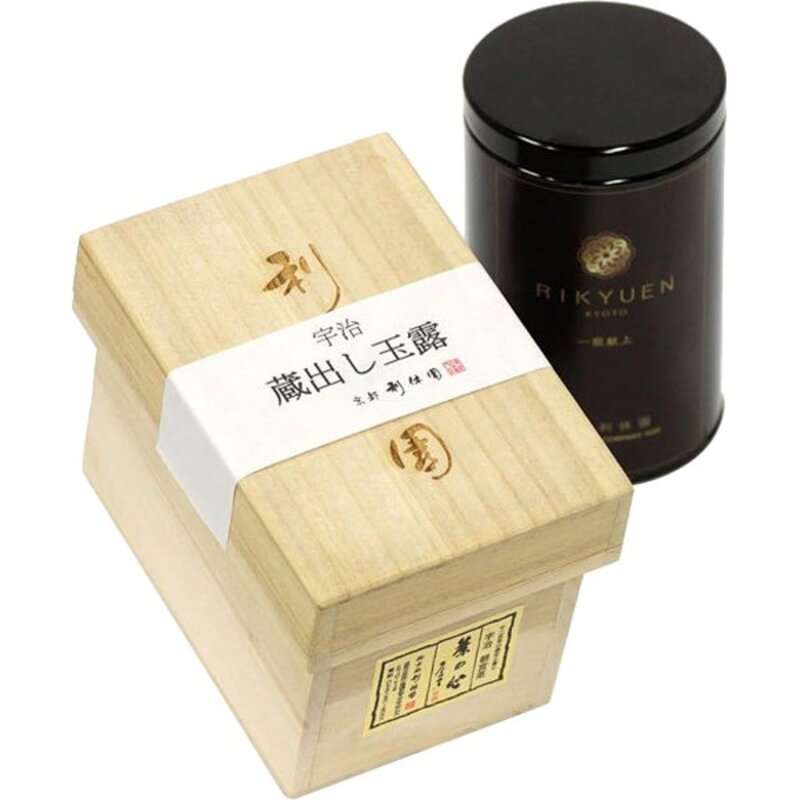 Kyoto Rikyuen Uji Gyokuro 100g in wooden box (KS-03) [Uji tea Gyokuro wooden box gift]