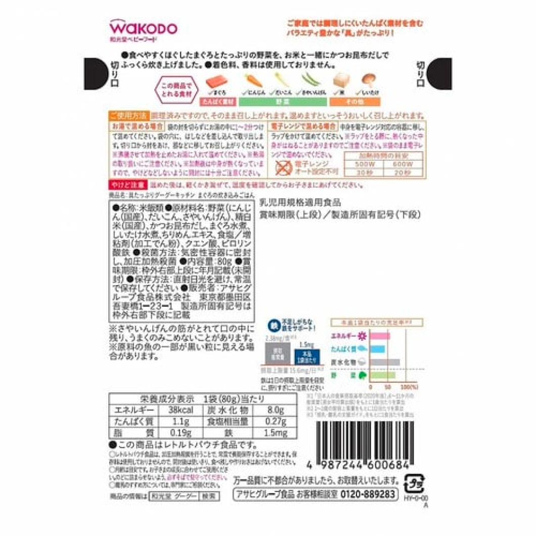 Wakodo Plenty of Gugu Kitchen Tuna Cooked rice 80g