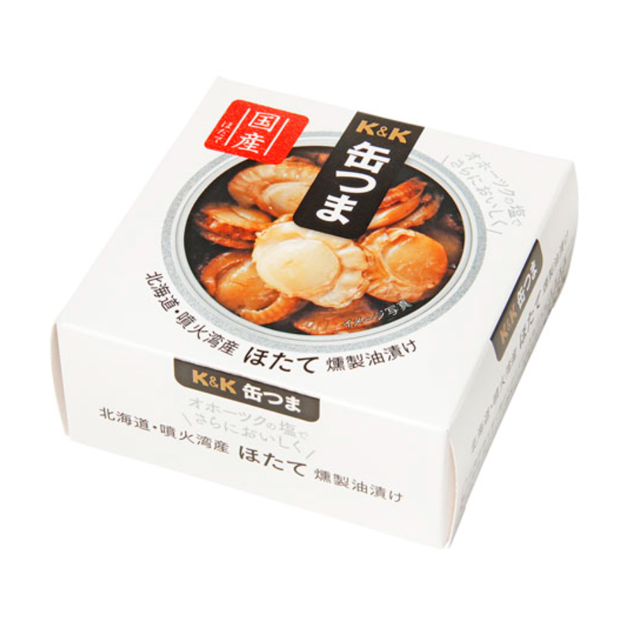 K&K Can Tsuma Premium Hokkaido Scallops Pickled in Smoked Oil 55g