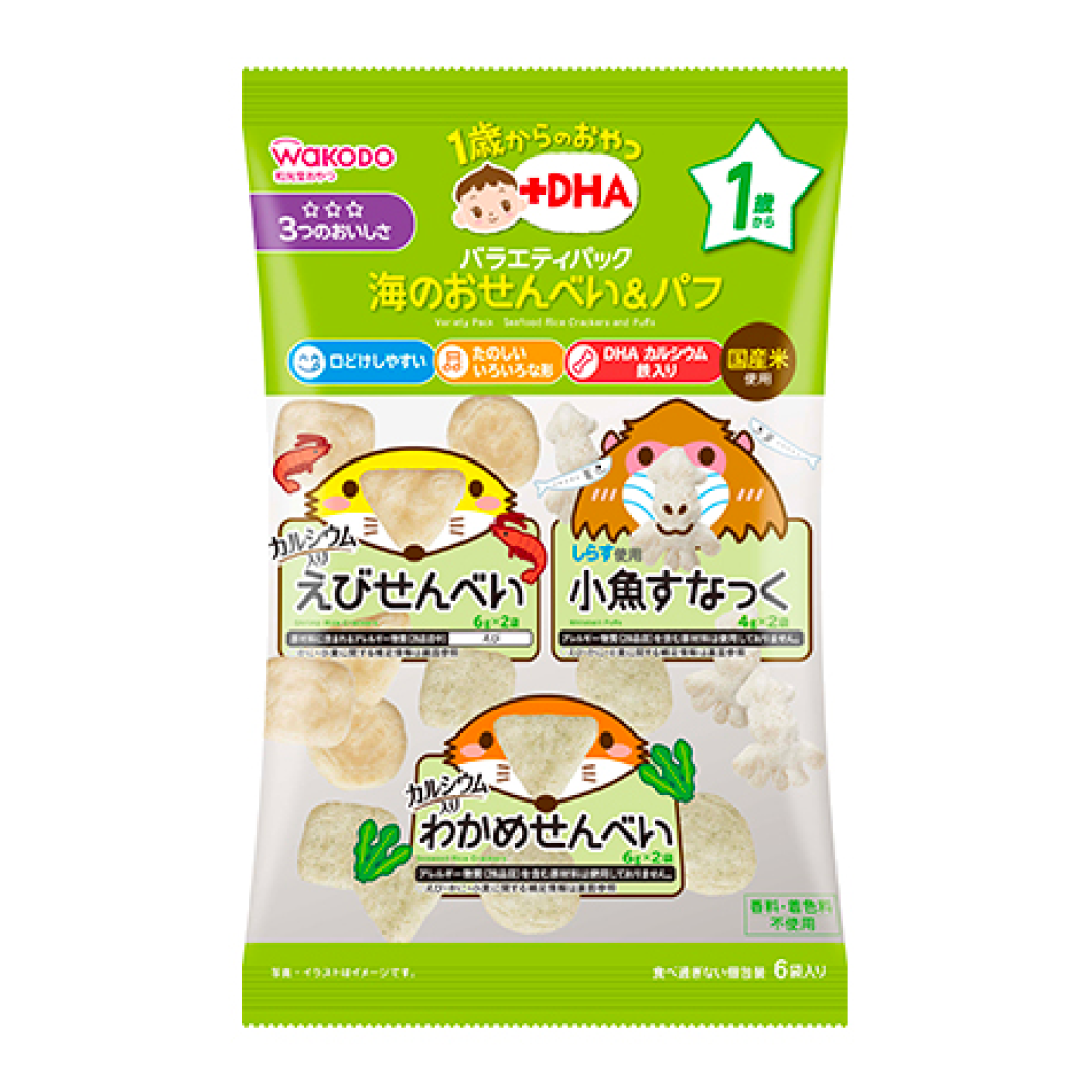 和光堂 1岁以上儿童零食+DHA 什锦装 海苔泡芙 9袋