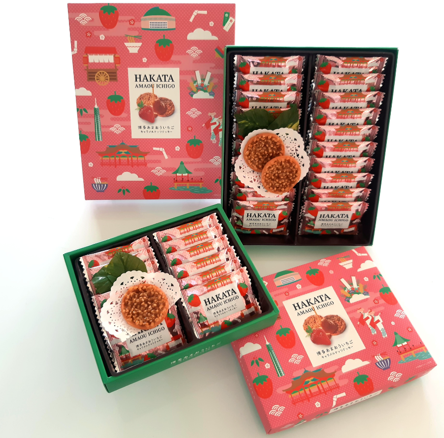 Amaou strawberry caramel nut cookies 12 pieces