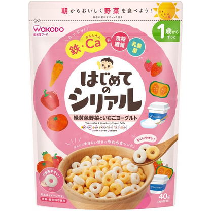 Wakodo First Cereal 绿色和黄色蔬菜和草莓酸奶 40g