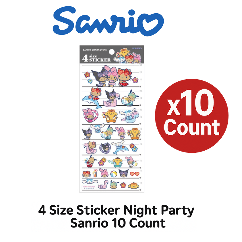 4 Size Sticker Night Party Sanrio 10 Count Style2