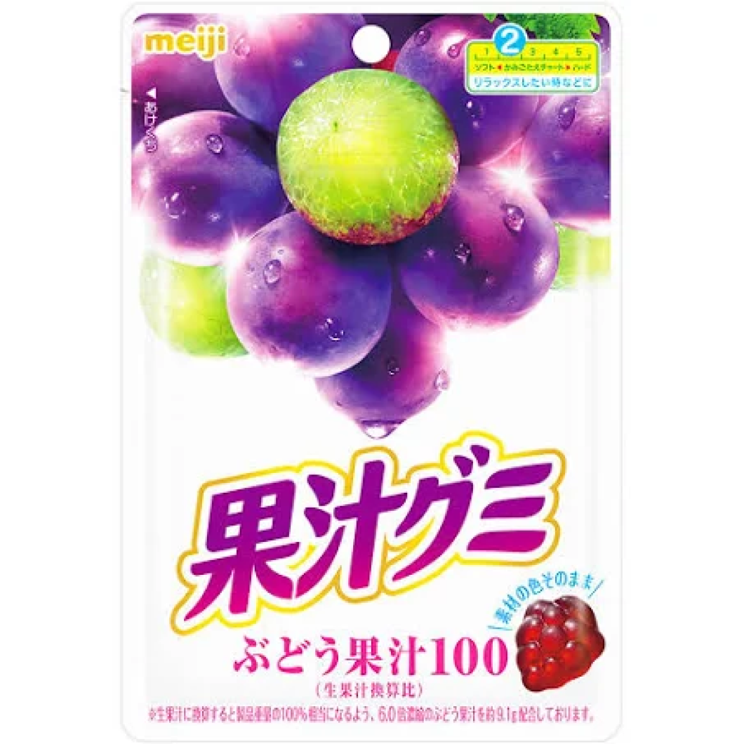 Meiji Fruit juice gummy unshu grape 54g x 1 bag