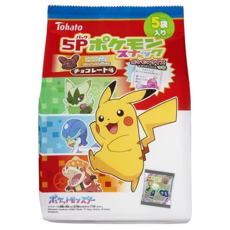 Tohato 5P Pokemon Snack Chocolate Flavor 80g (16g x 5 bags)