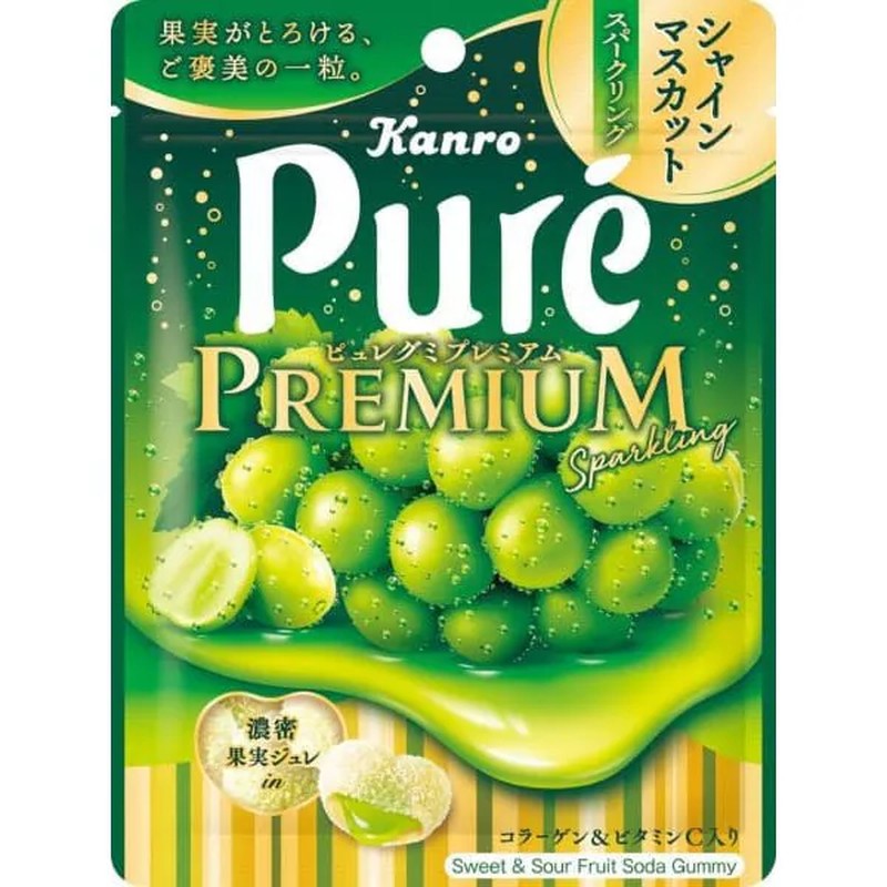 Kanro Pure Gummy Premium Shine Muscat 氣泡酒 54g