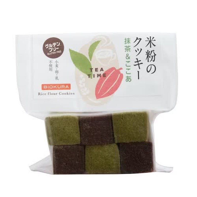 Biokura Shokuyo Rice Flour Cookies Matcha & Cocoa, 12 pieces