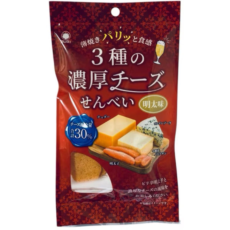 Sugi Seika Rich 3 Cheese Mentaiko Crackers 14g