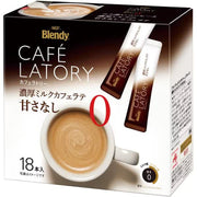 Blendy Blendy Cafe Latory Sticks，浓牛奶咖啡拿铁，无糖，18条装[速溶咖啡]