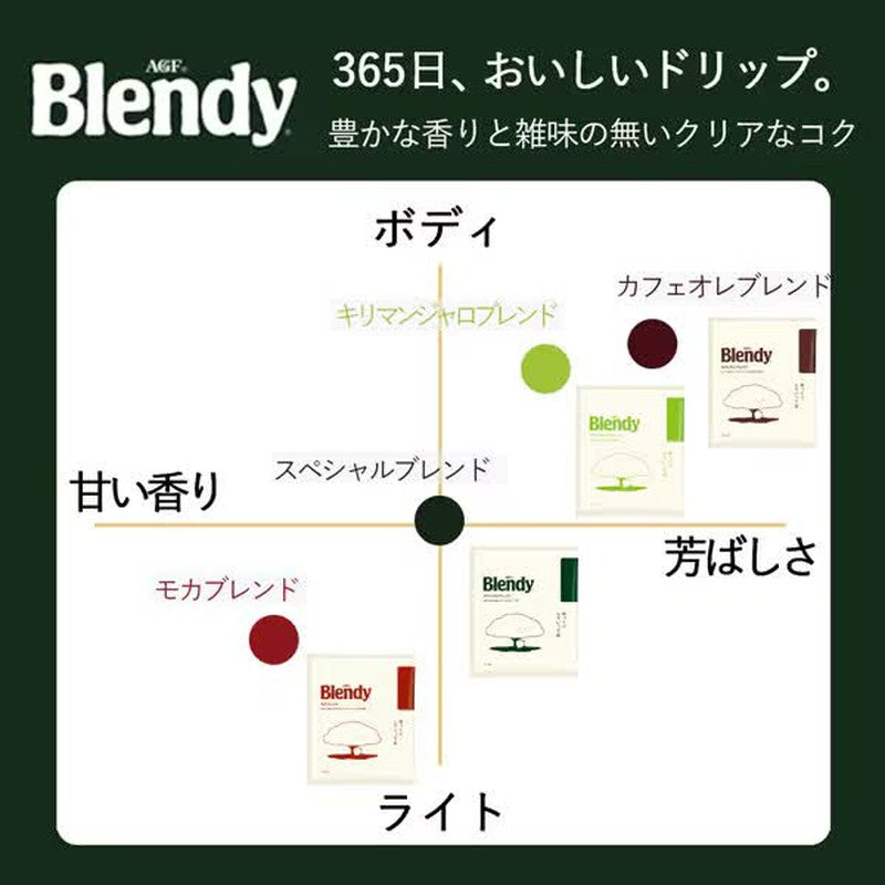 Ajinomoto AGF Blendy Regular Coffee Drip Packs, Kilimanjaro Blend, 100 Bags [Easy Brew]