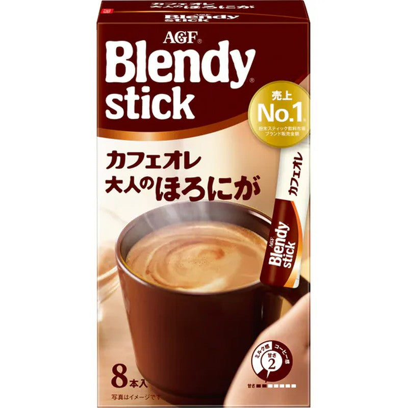 Blendy Blendy Sticks Cafe au Lait, Bittersweet for Adults, 8 sticks [Instant Coffee]