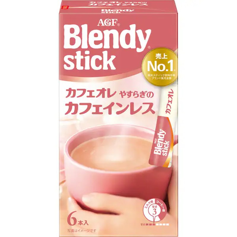 Blendy Blendy Stick Cafe au Lait, Relaxing Decaffeinated, 6 sticks [Instant Coffee]