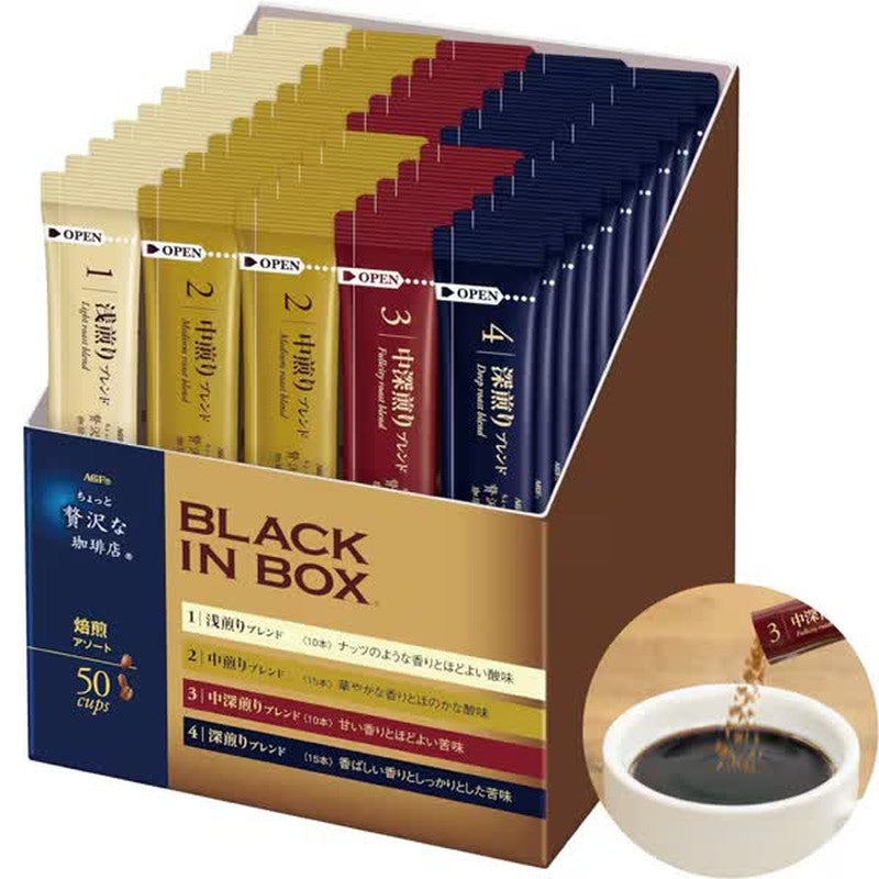 Ajinomoto AGF A Little Luxury Coffee Shop Black in Box Roasted Assortment, 50 sticks