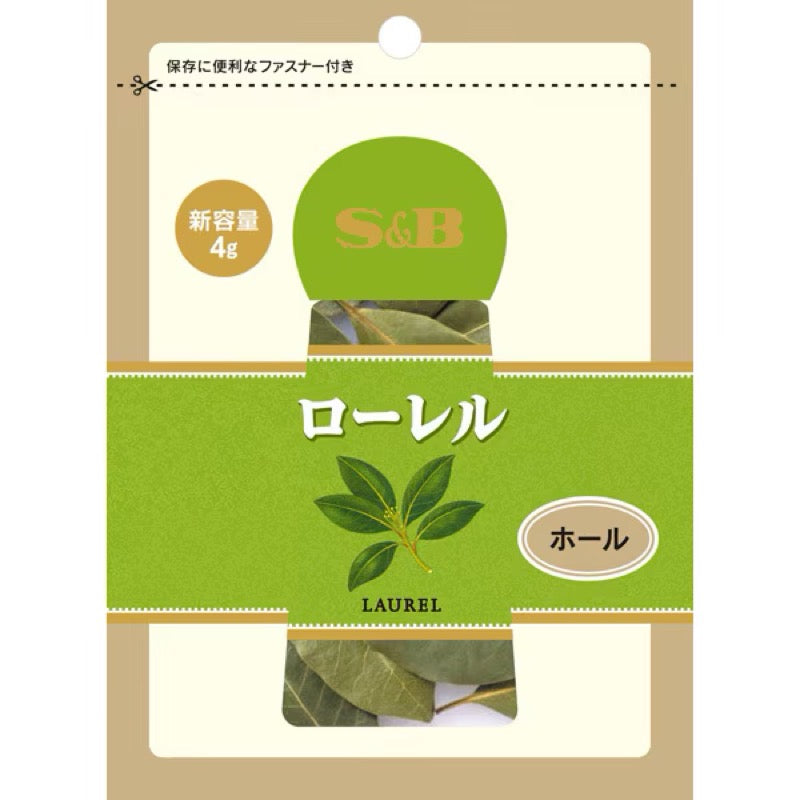 S&B SPICE&HERB Whole Bay Leaves Resealable Bag 4g