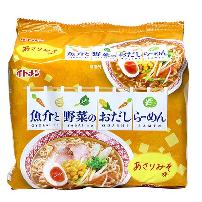 Itomen Seafood and Vegetable Dashi Ramen, Miso Flavor, 5 servings, 430g