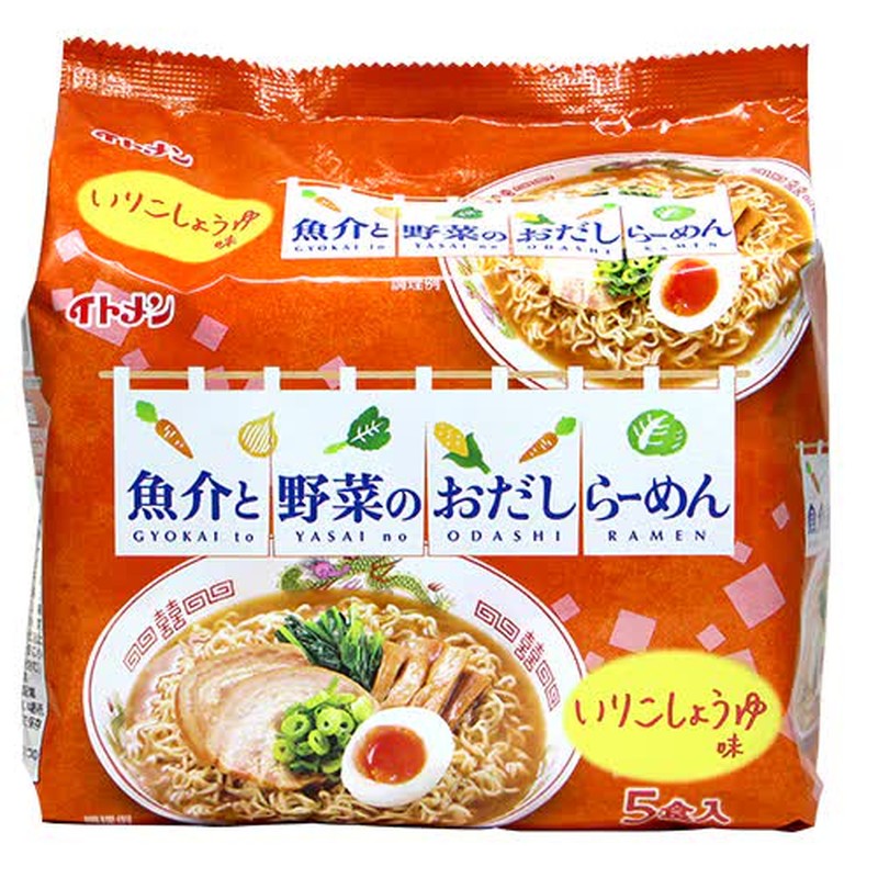 Itomen Seafood and Vegetable Dashi Ramen, Soy Sauce Flavor, 5 servings, 425g