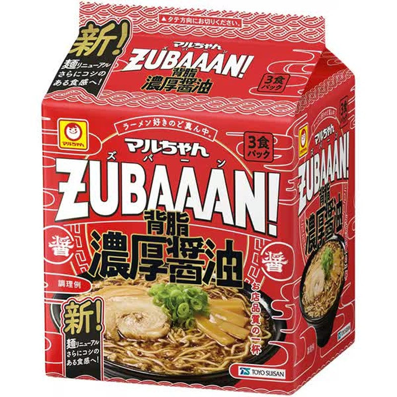 Toyo Suisan Maruchan ZUBAAAN! Back Fat Rich Soy Sauce 3 Meal Pack 125g x 3