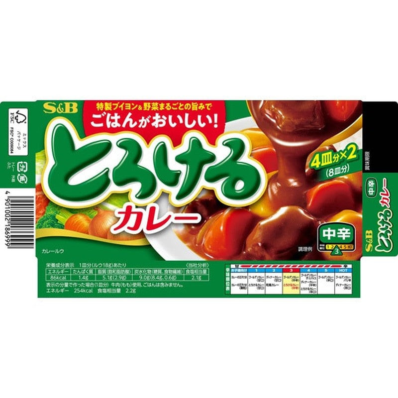 S&amp;B Foods 融化咖喱，中辣，144g