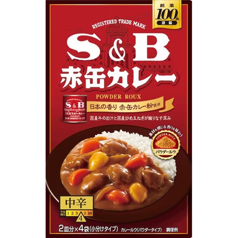 S&amp;B 食品 S&amp;B 紅罐咖哩粉糊 中辣 152g（4 x 38g 包）[咖哩糊]