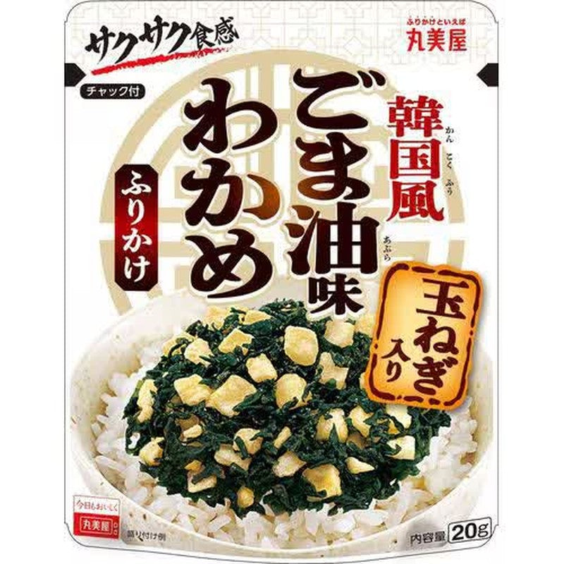 Marumiya Korean-Style Sesame Oil Flavored Wakame Furikake with Onion, Stand-Up Pouch, 20g