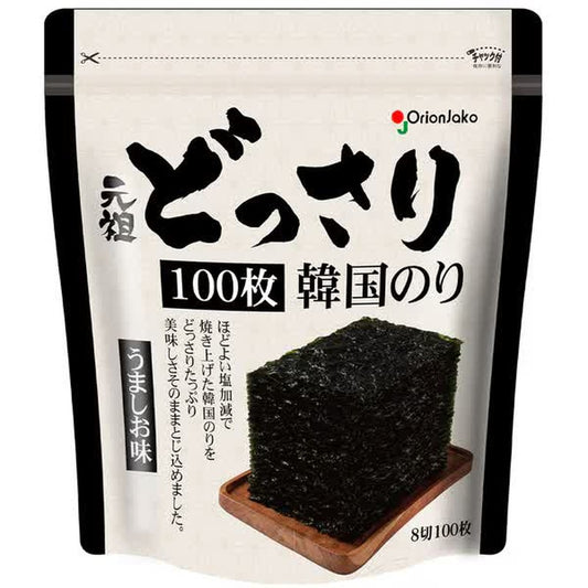 Orion Jaco Korean Seaweed, Umami Salt Flavor, 100 sheets