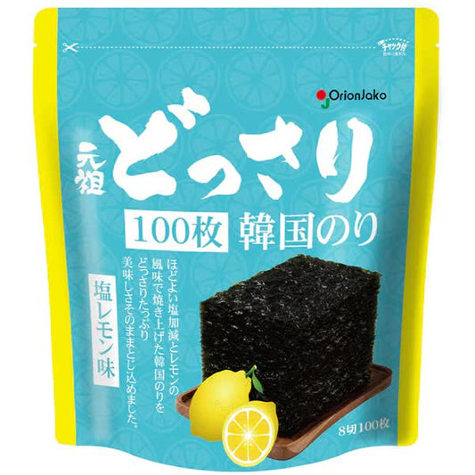 Orion Jaco Korean Seaweed, Salt and Lemon Flavor, 100 sheets