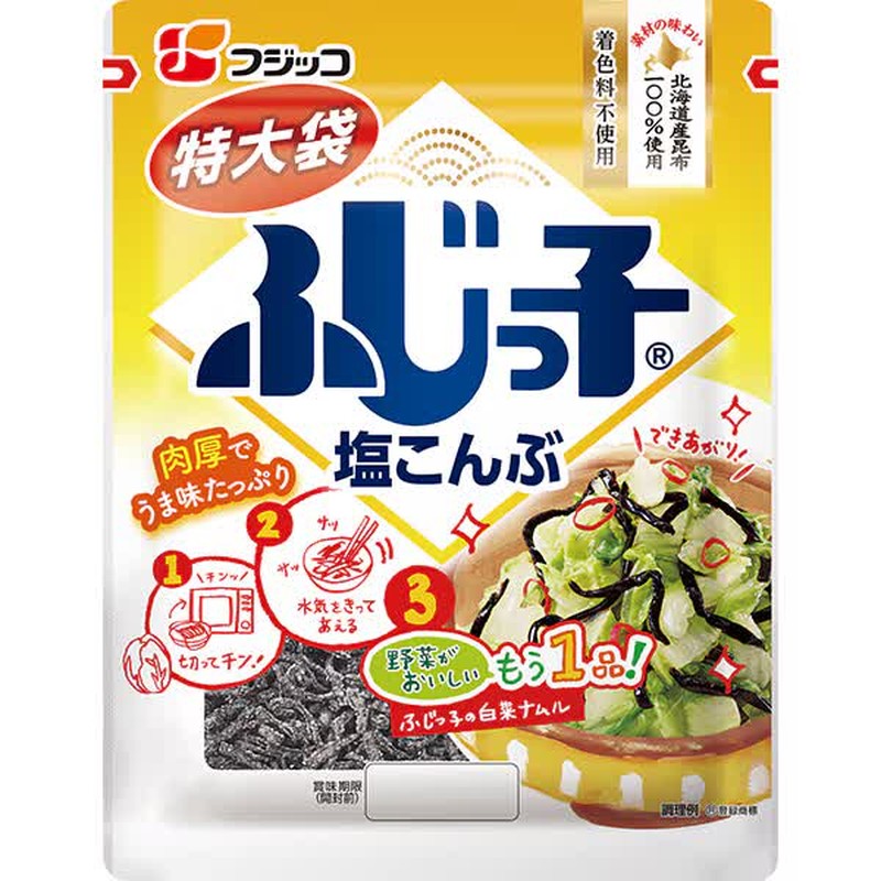 Fujicco Shio Konbu（盐渍海带），特大袋，64g