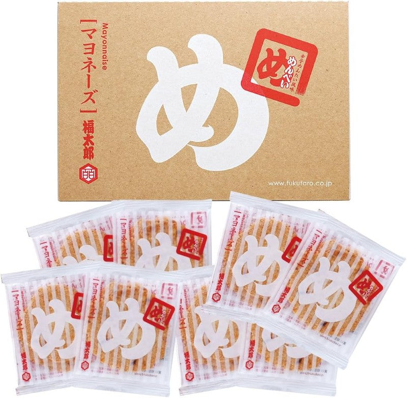 Hakata Souvenir Yamaguchi Aburaya Fukutaro Menbei (Spicy Mentaiko Flavored Rice Crackers) Mayonnaise 8 Packs (16 Pieces)