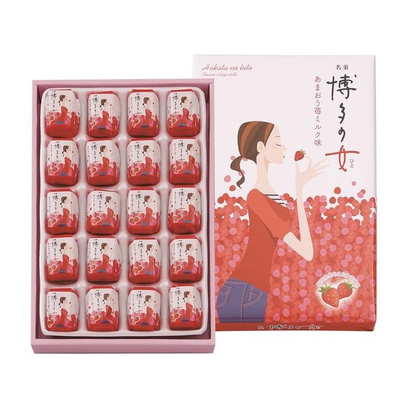 "Kyushu Specialty Confectionery" [Monde Selection Gold Award Winner] Nikurudo Hakata no Onna Amaou Strawberry Milk Flavor 20 pieces x 1 box