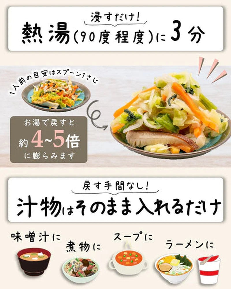 LifeAvail Co., Ltd. Rif Kobo 5 Kinds of Dried Vegetables, Specializing in Kyushu Vegetables and Shiitake Mushrooms, 50g